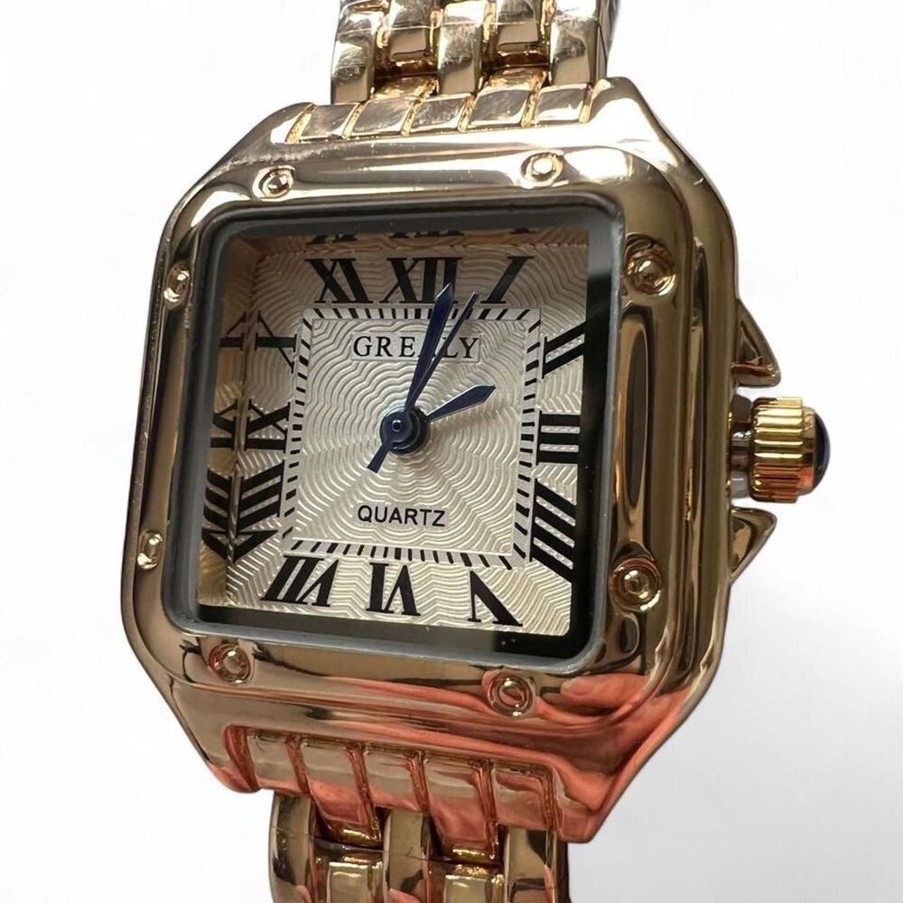 Gold Tone Square Quartz Watch - Picture 2 of 9